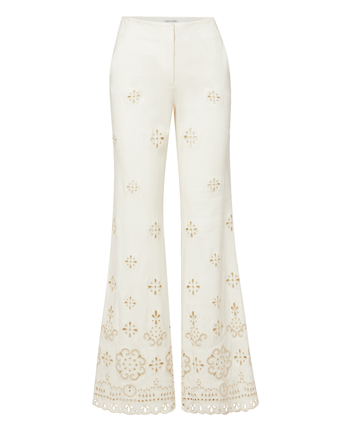 Veronica Beard | Komi High-Rise Eyelet Pant in Dove Dove White