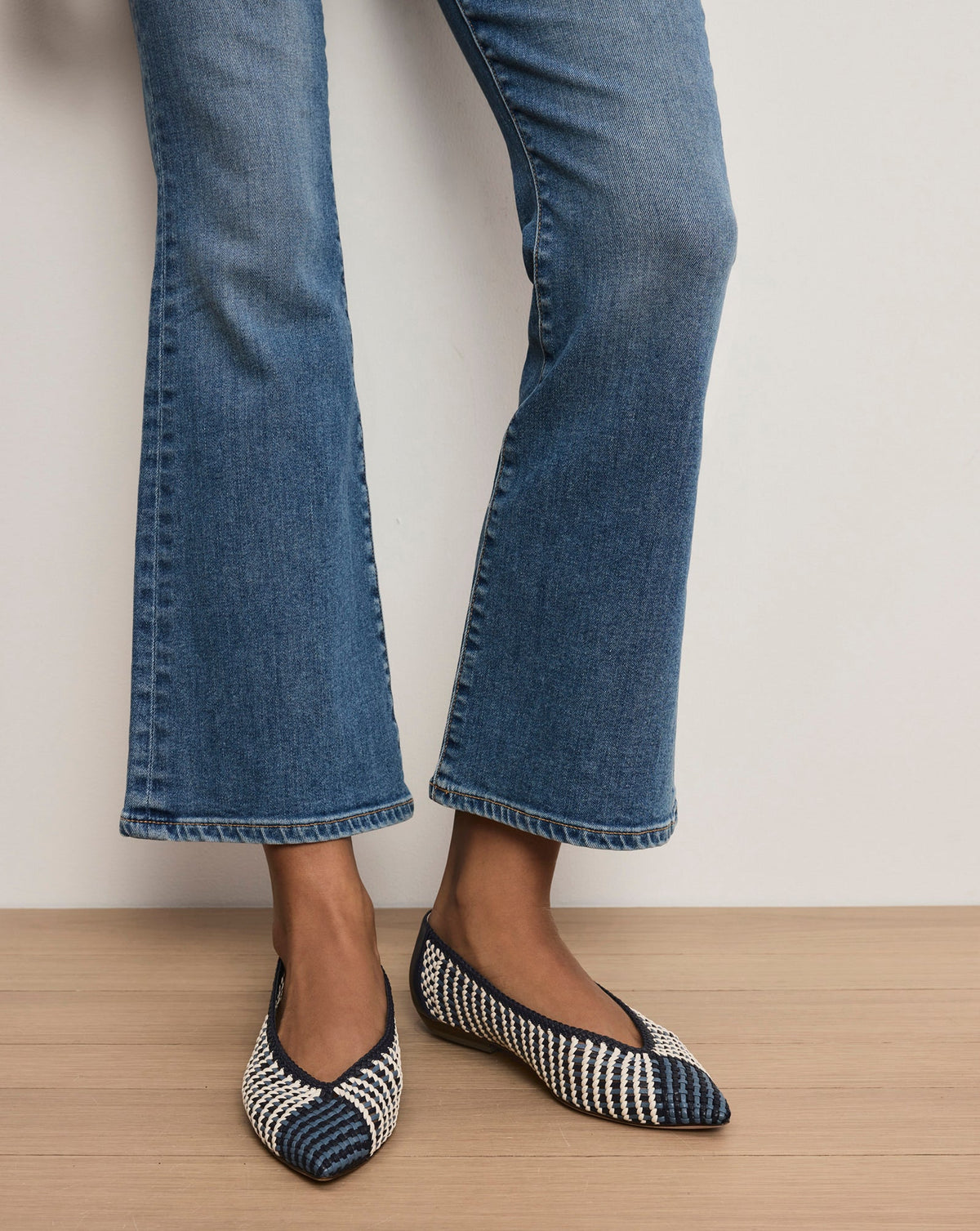 Veronica Beard | Bancroft Woven Leather Flat in Blue Multi Blue Multi