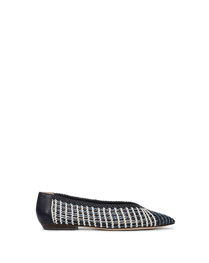 Veronica Beard | Bancroft Woven Leather Flat in Blue Multi Blue Multi
