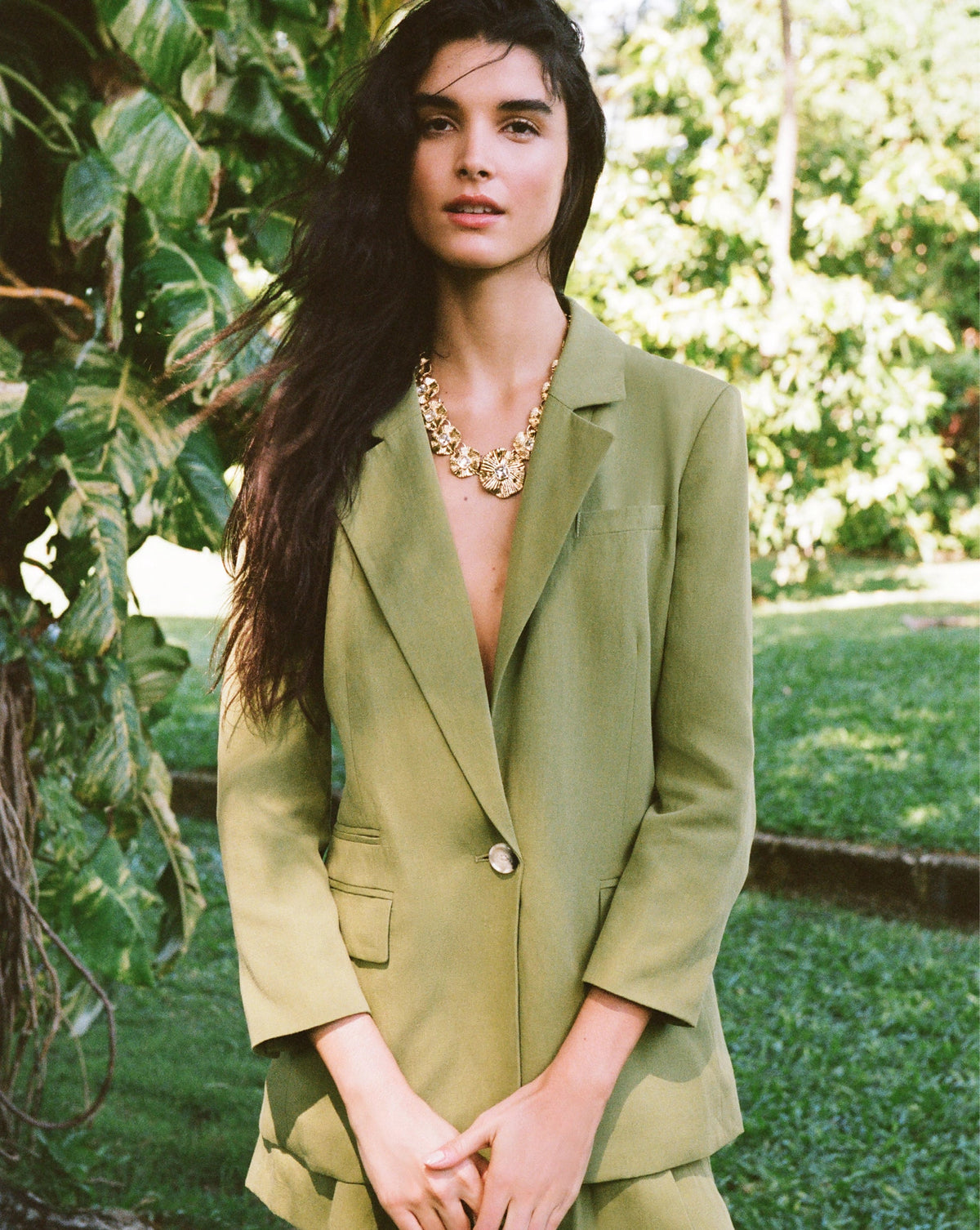 Veronica Beard | McGowan Single-Breasted Dickey Jacket in Cactus Cactus