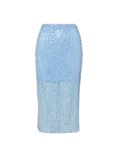 Veronica Beard | Allora Sheer Sequin Midi Skirt in Blue Jay Blue Jay