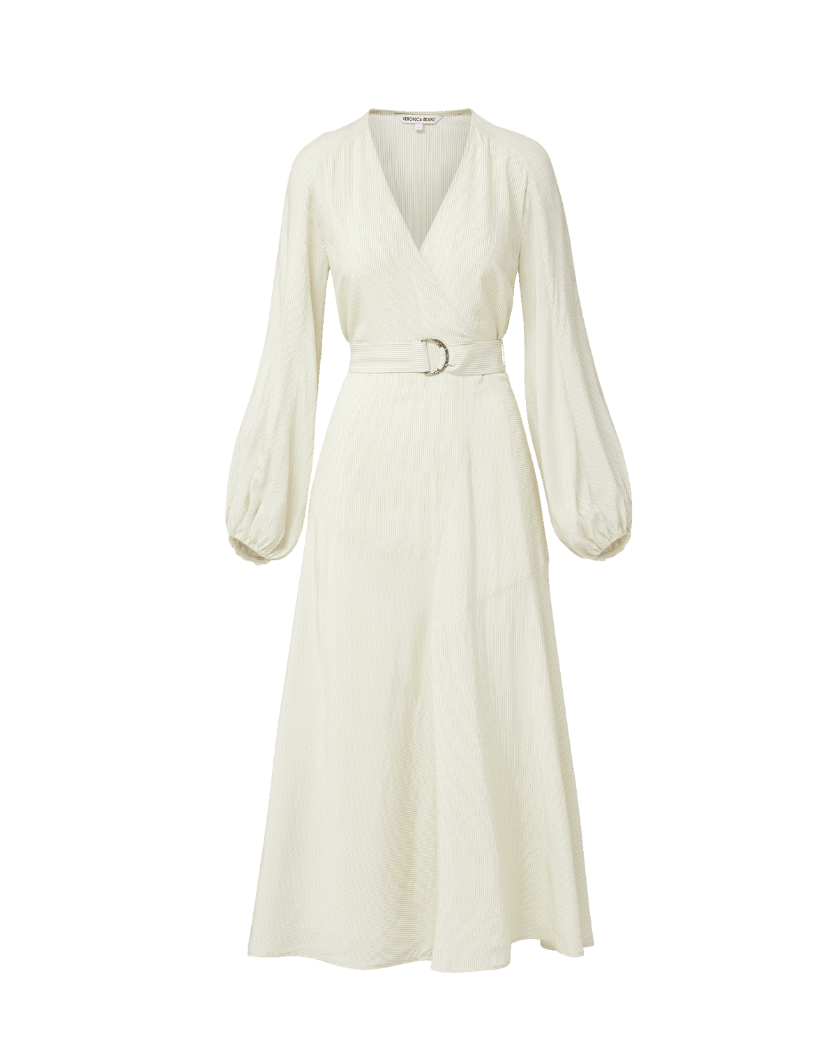 Veronica Beard | Seneca Bishop-Sleeve Midi Dress in Dove White Dove White