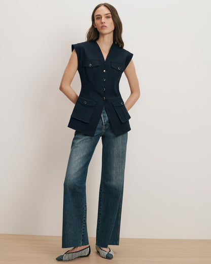 Veronica Beard | Pendle Tailored Vest in Navy Navy