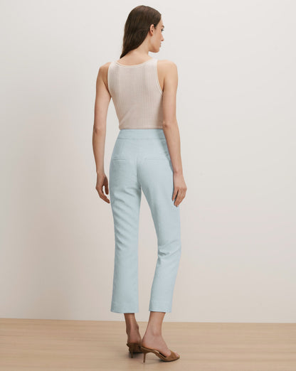 Veronica Beard | Dell Jacquard Slim-Leg Pant in Blue Stream Blue Stream