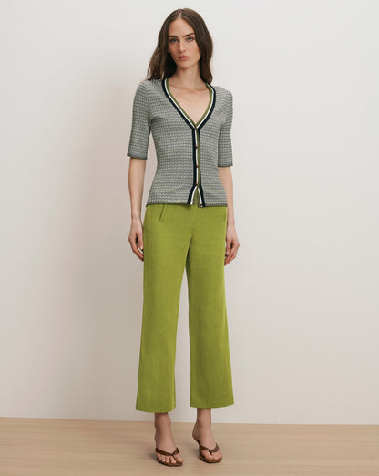 Veronica Beard | Dova Wide-Leg Linen Pant in Cactus Cactus
