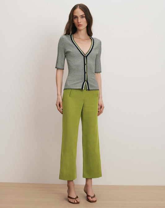 Veronica Beard | Dova Wide-Leg Linen Pant in Cactus Cactus