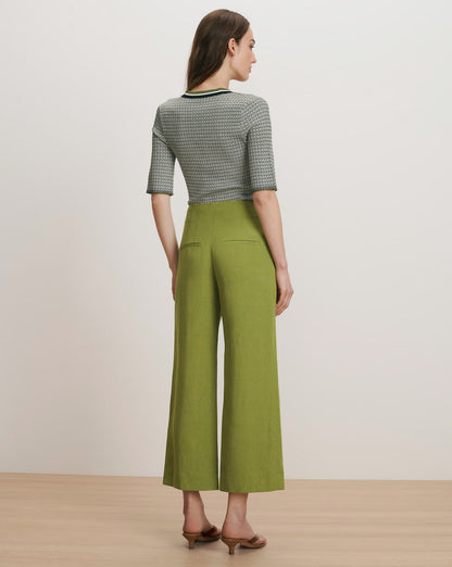 Veronica Beard | Dova Wide-Leg Linen Pant in Cactus Cactus
