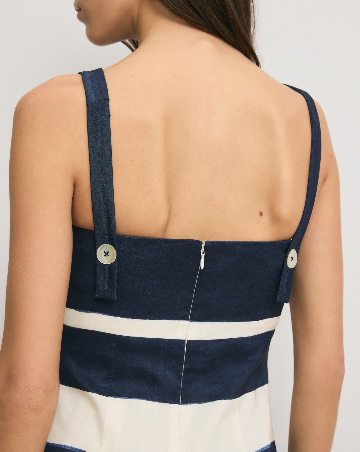 Veronica Beard | Ella Striped Midi Dress in Navy & Dove Stripes Navy/Dove White