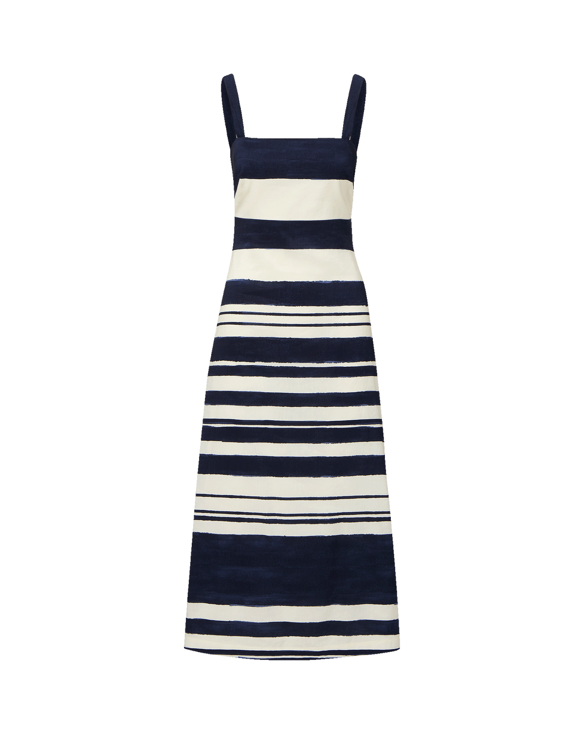 Veronica Beard | Ella Striped Midi Dress in Navy & Dove Stripes Navy/Dove White