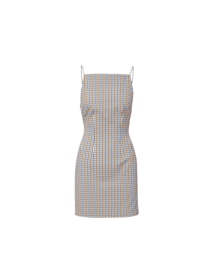 Veronica Beard | Chester Gingham Mini Dress in Acorn Multi Acorn Multi