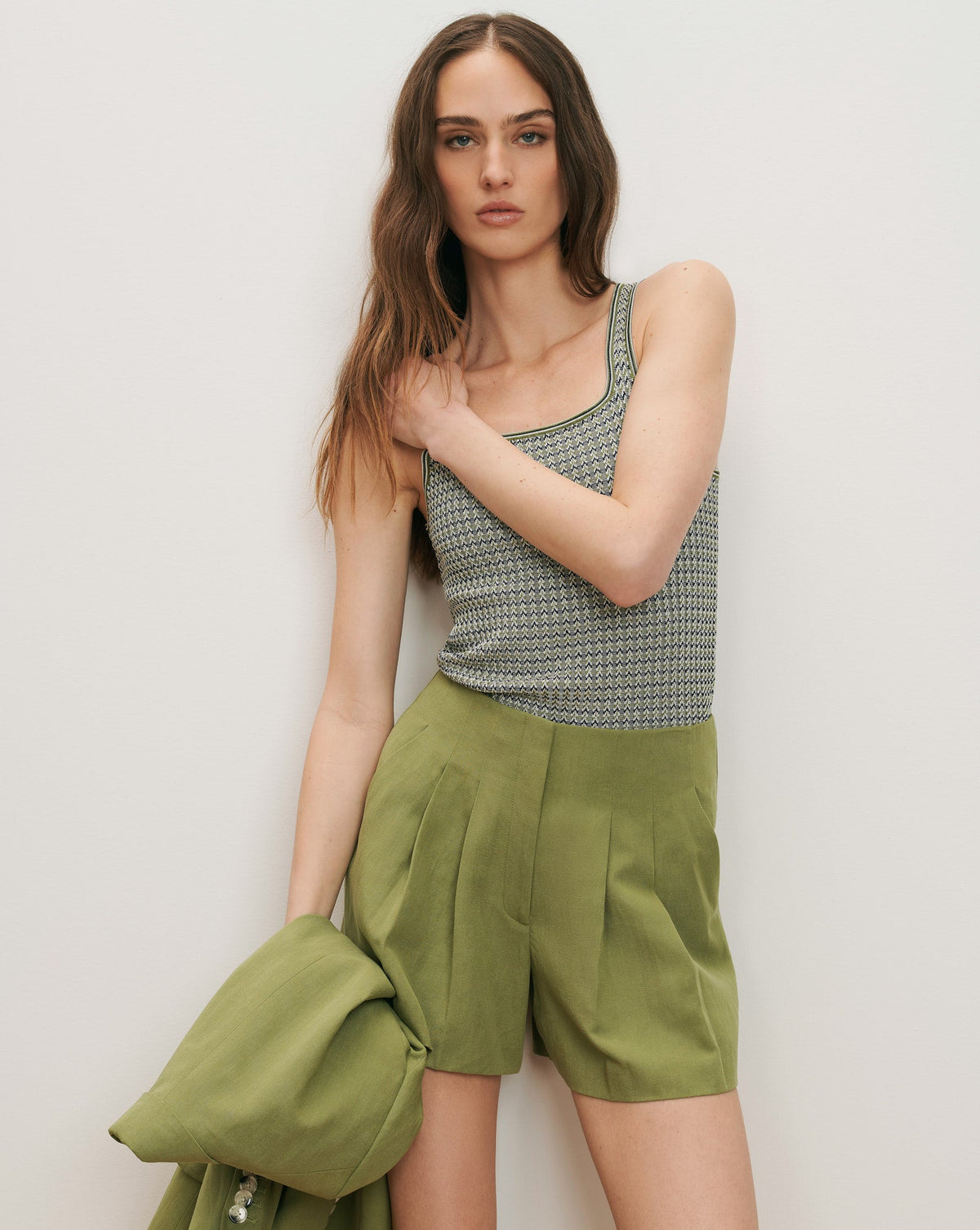 Veronica Beard | Gables Pleated Short in Cactus Cactus
