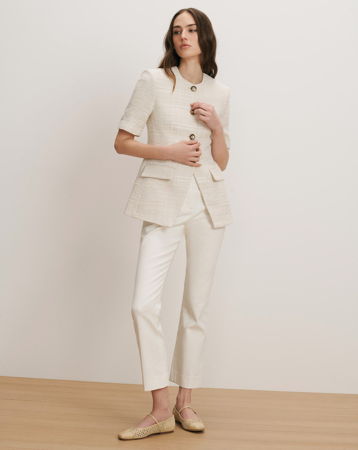 Veronica Beard | Althea Kick-Flare Pant in Dove White Dove White