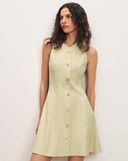 Veronica Beard | Steiner Button-Down Mini Dress in Pistachio Pistachio
