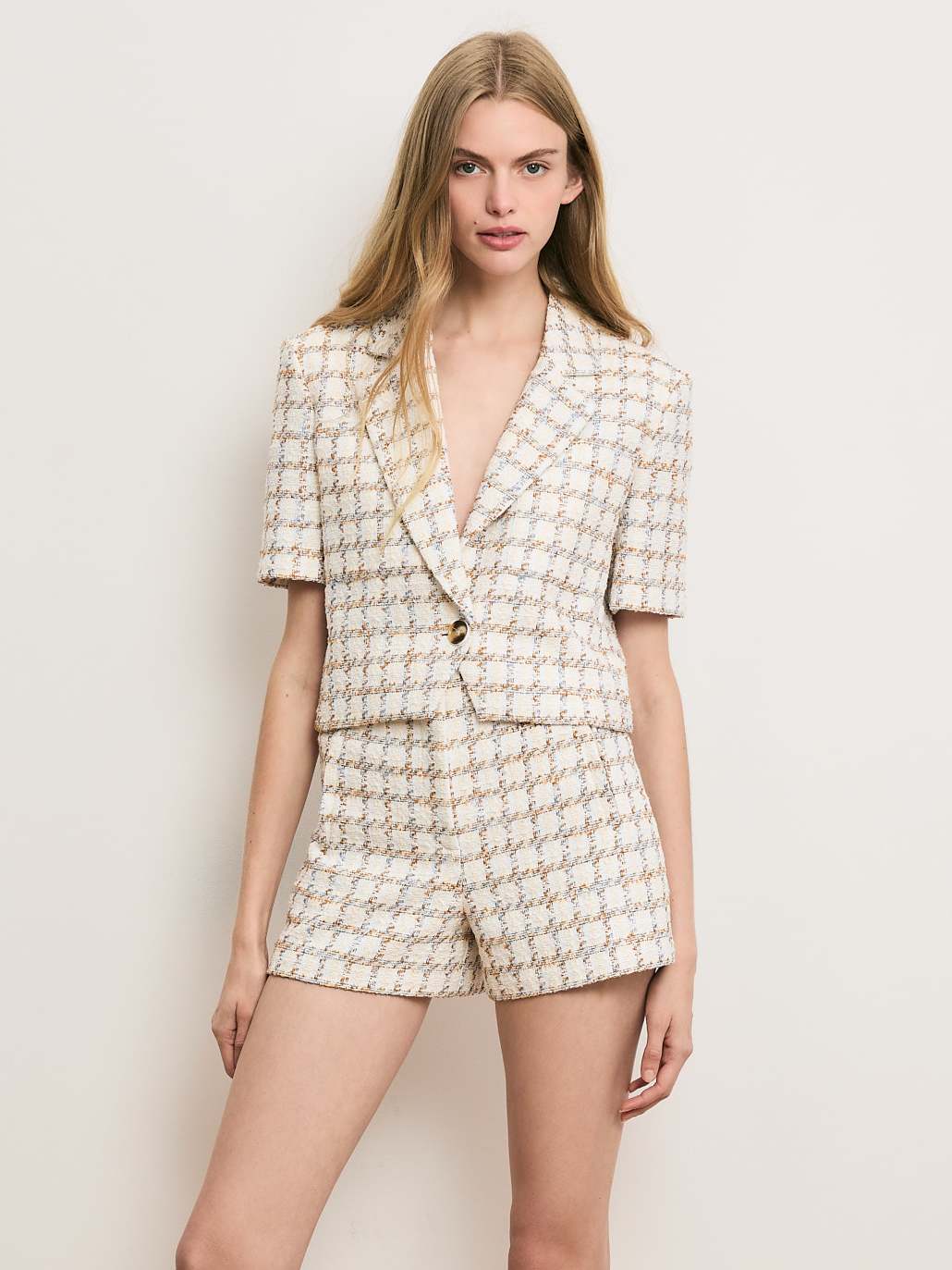 Veronica Beard | Jazmin Tweed Short in Ecru Multi Ecru Multi