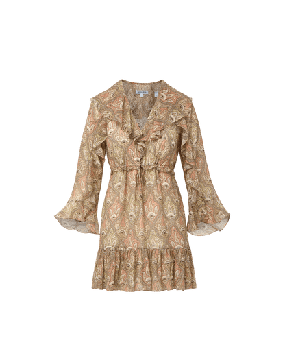Veronica Beard | Bram Silk Mini Dress in Stone Khaki Multi Stone Khaki Multi