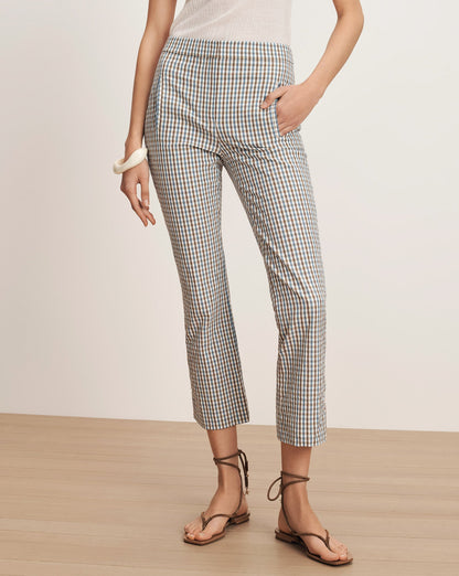 Veronica Beard | Arte Kick-Flare Pant in Blue & Brown Gingham Acorn Multi Acorn Multi