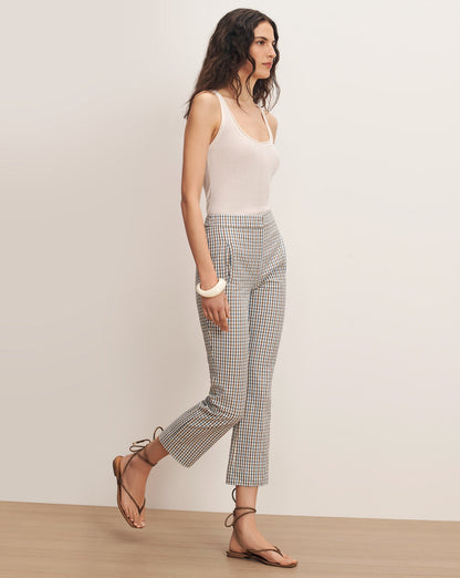Veronica Beard | Arte Kick-Flare Pant in Blue & Brown Gingham Acorn Multi Acorn Multi