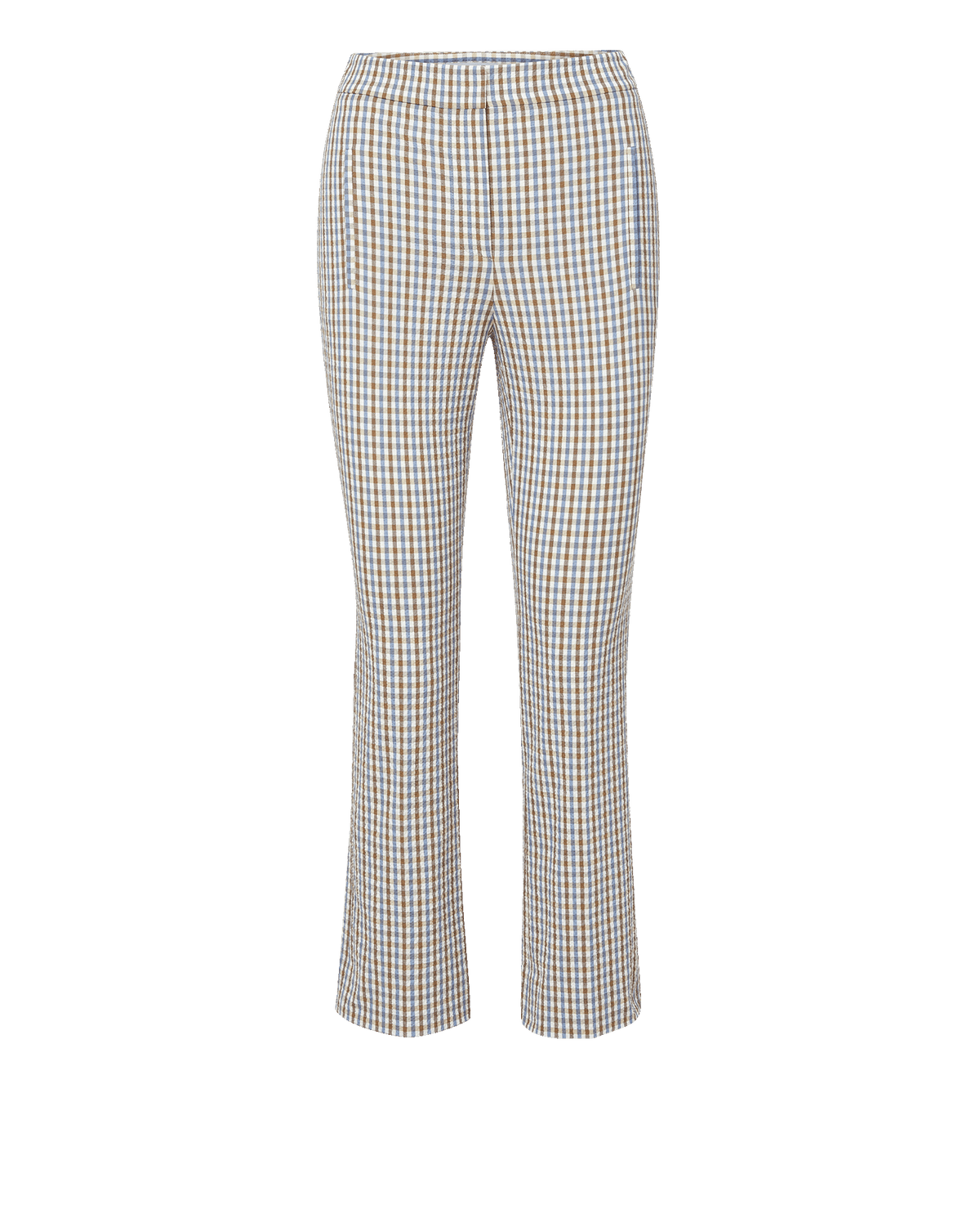 Veronica Beard | Arte Kick-Flare Pant in Blue & Brown Gingham Acorn Multi Acorn Multi