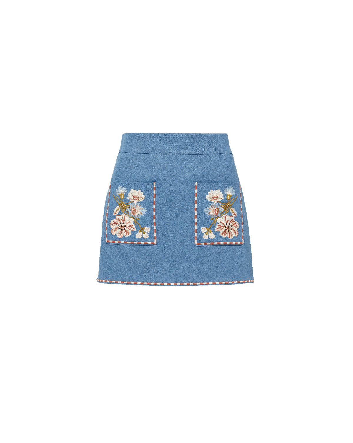 Veronica Beard | Pallas Floral Embroidered Mini Skirt in Blue Sea Glare Sea Glare