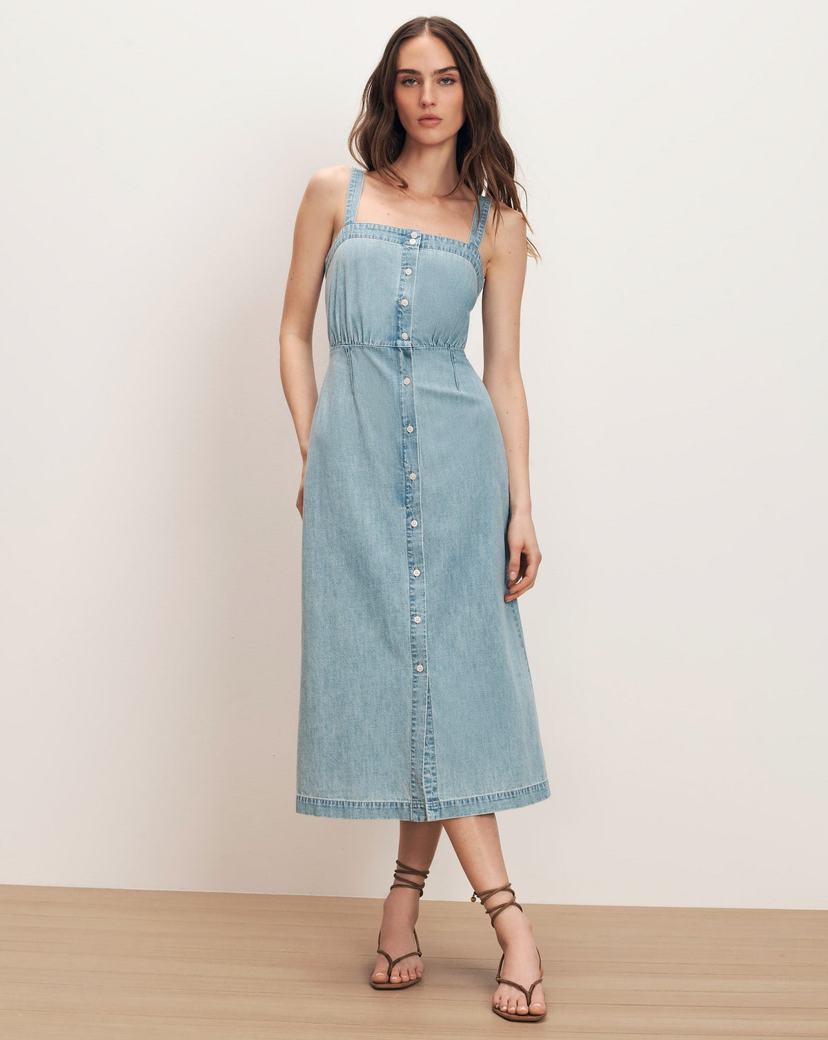 Veronica Beard | Delondra Denim Midi Dress in Light Wash Big Splash Big Splash