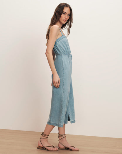 Veronica Beard | Delondra Denim Midi Dress in Light Wash Big Splash Big Splash