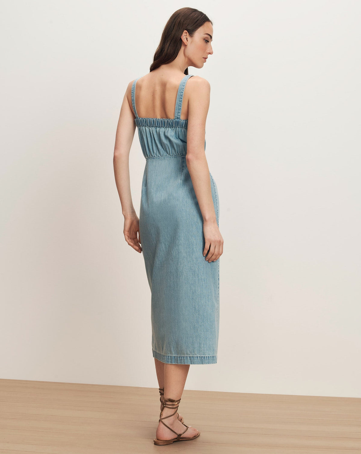 Veronica Beard | Delondra Denim Midi Dress in Light Wash Big Splash Big Splash