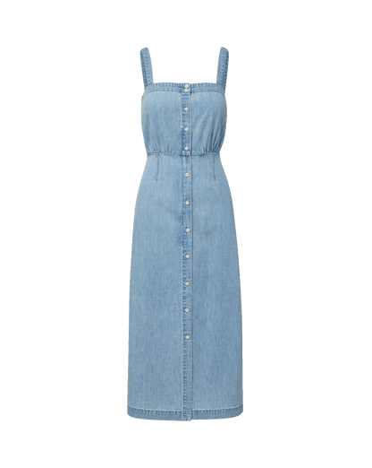 Veronica Beard | Delondra Denim Midi Dress in Light Wash Big Splash Big Splash
