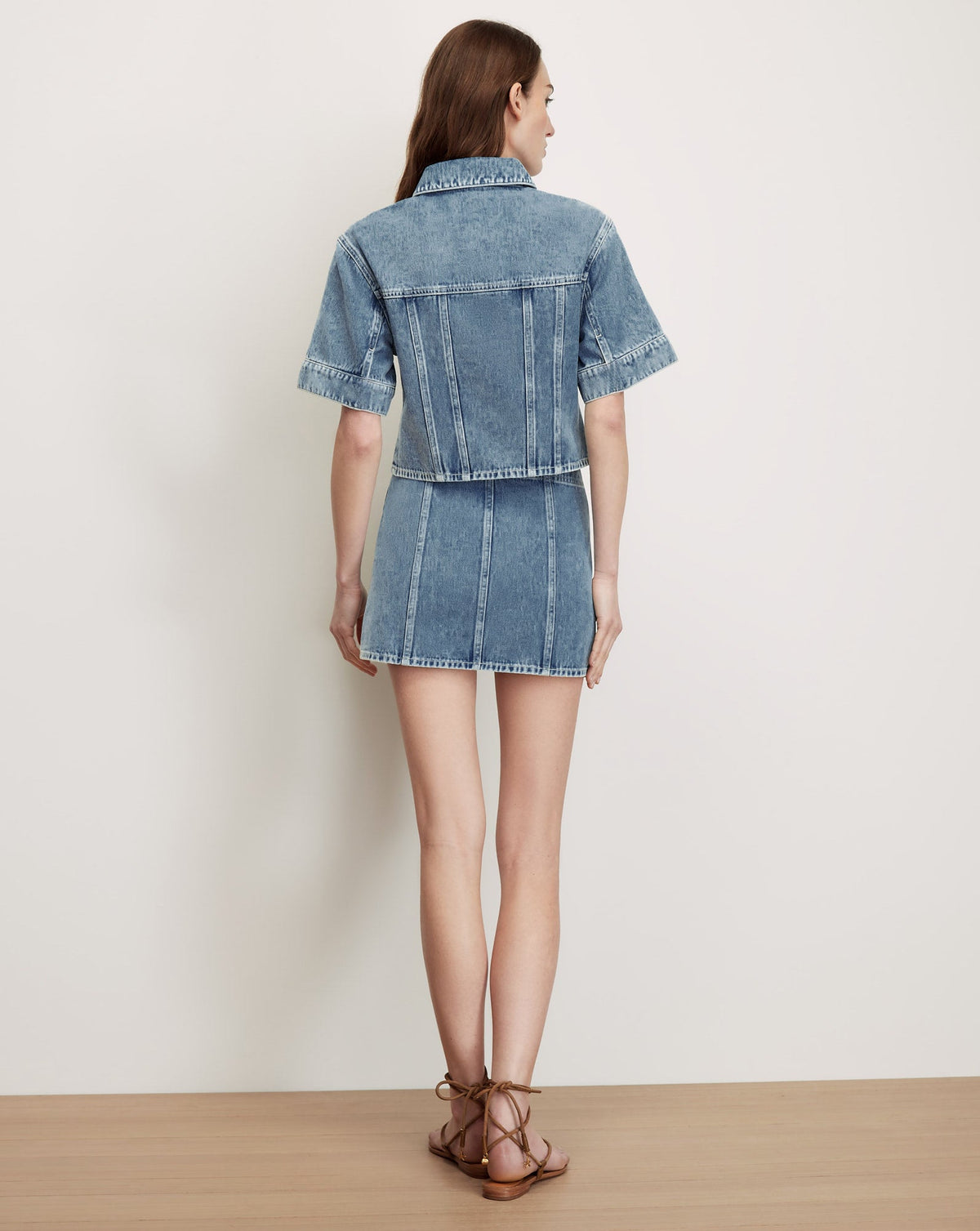 Veronica Beard | Malcom Cropped Denim Jacket in Medium Wash Silver Dust Silver Dust