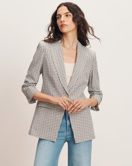 Veronica Beard | Clayton Gingham Dickey Jacket in Acorn Multi Acorn Multi
