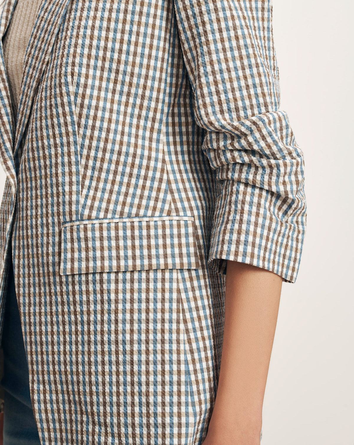 Veronica Beard | Clayton Gingham Dickey Jacket in Acorn Multi Acorn Multi