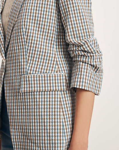 Veronica Beard | Clayton Gingham Dickey Jacket in Acorn Multi Acorn Multi