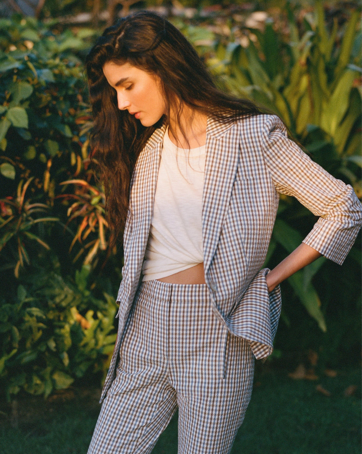 Veronica Beard | Clayton Gingham Dickey Jacket in Acorn Multi Acorn Multi