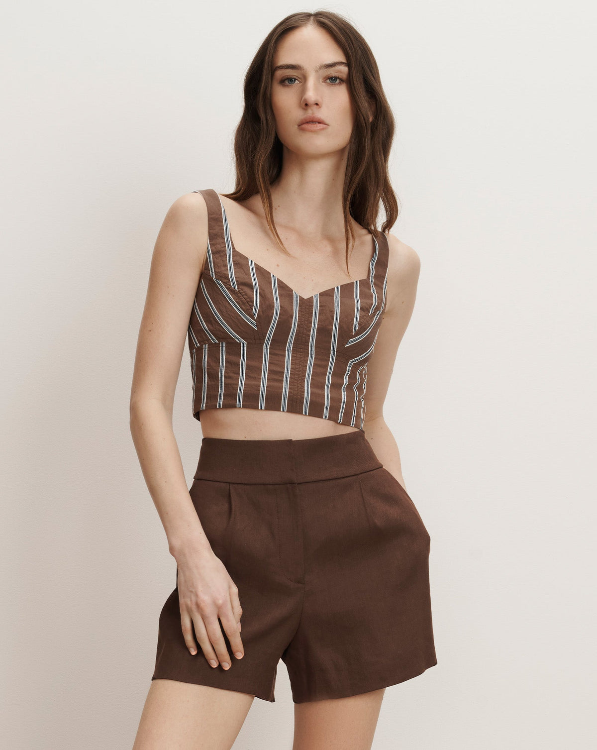 Veronica Beard | Vonette Cropped Tank Top in Dark Mocha Dark Mocha