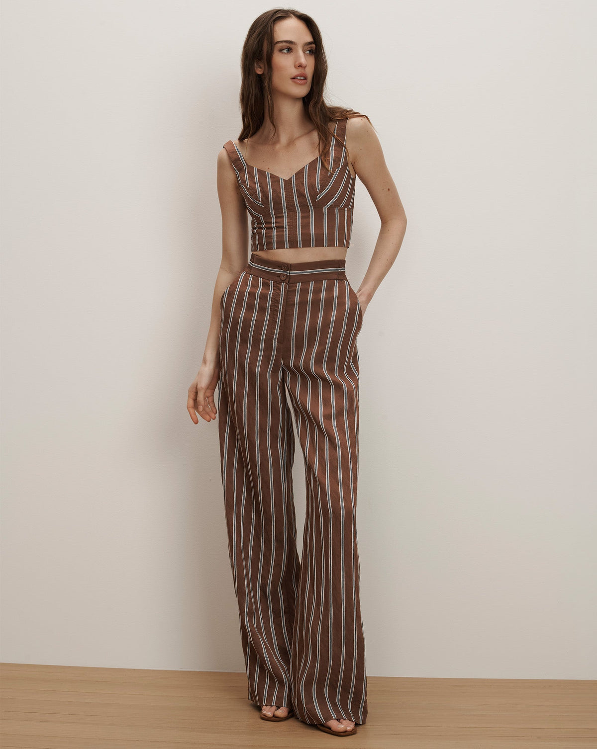 Veronica Beard | Vonette Cropped Tank Top in Dark Mocha Dark Mocha