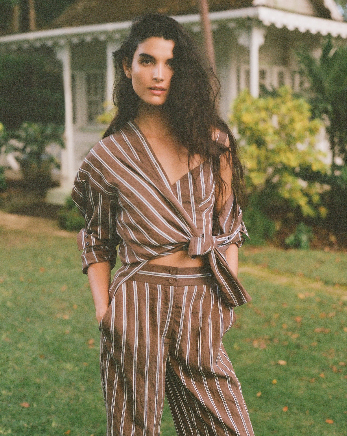 Veronica Beard | Vonette Cropped Tank Top in Dark Mocha Dark Mocha