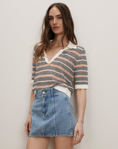 Veronica Beard | Marquita Denim Mini Skirt in Medium Wash Silver Dust Silver Dust