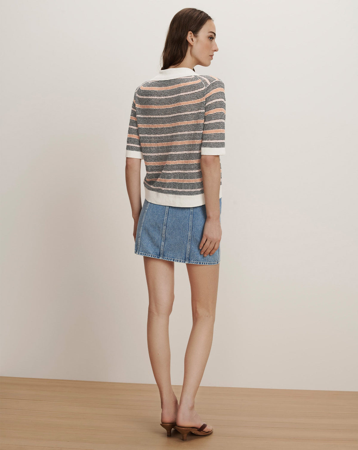 Veronica Beard | Marquita Denim Mini Skirt in Medium Wash Silver Dust Silver Dust