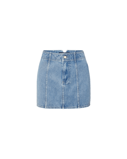 Veronica Beard | Marquita Denim Mini Skirt in Medium Wash Silver Dust Silver Dust