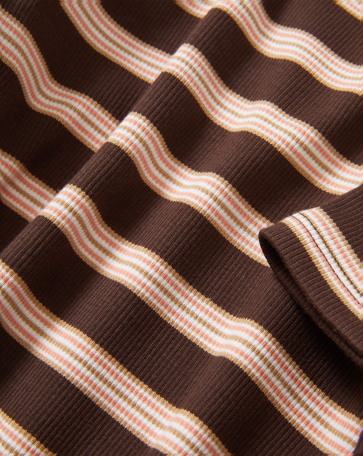 Veronica Beard | Pruitt Striped Ribbed T-Shirt in Brown Stripe Brown Stripe