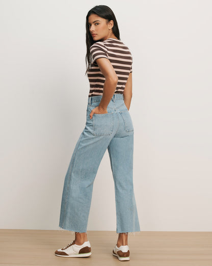 Veronica Beard | Pruitt Striped Ribbed T-Shirt in Brown Stripe Brown Stripe