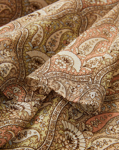 Veronica Beard | Sira Silk Midi Skirt in Stone Khaki Paisley Multi Stone Khaki Multi