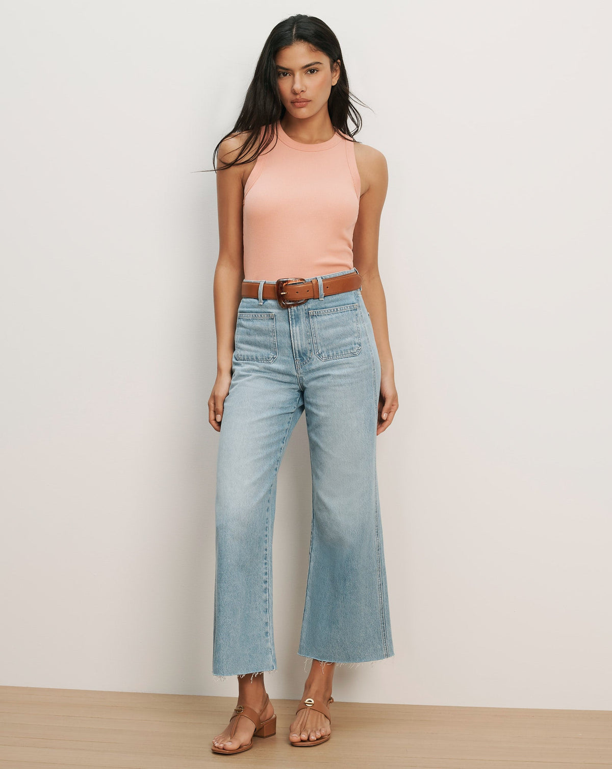 Veronica Beard | Jordyn Cropped Tank Top in Coral Muted Clay Muted Clay