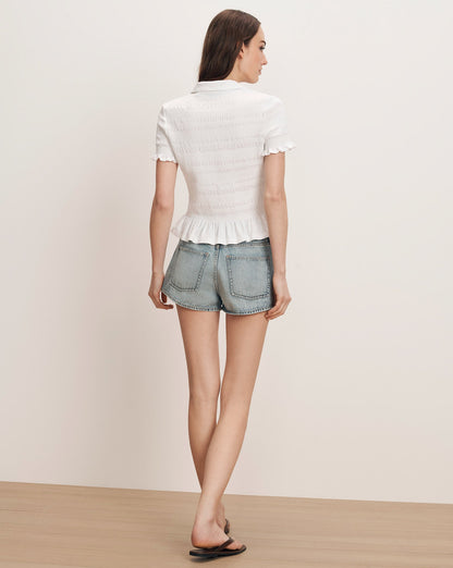 Veronica Beard | Ellisandra Smocked Top in White White