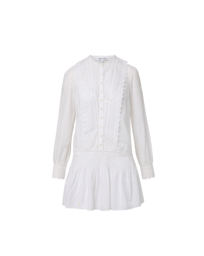 Veronica Beard | Marguerite Eyelet Mini Dress in White White