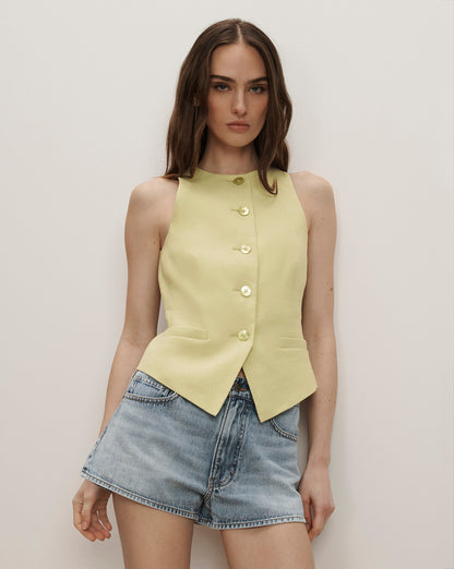 Veronica Beard | Hartwell Tailored Vest in Pistachio Pistachio