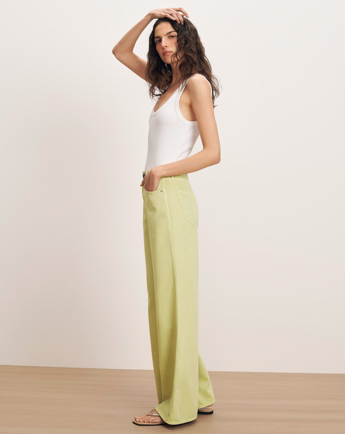 Veronica Beard | Kasey Wide-Leg Jean in Pistachio Pistachio