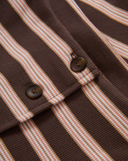 Veronica Beard | Uma Ribbed Vest in Brown Stripe Brown Stripe