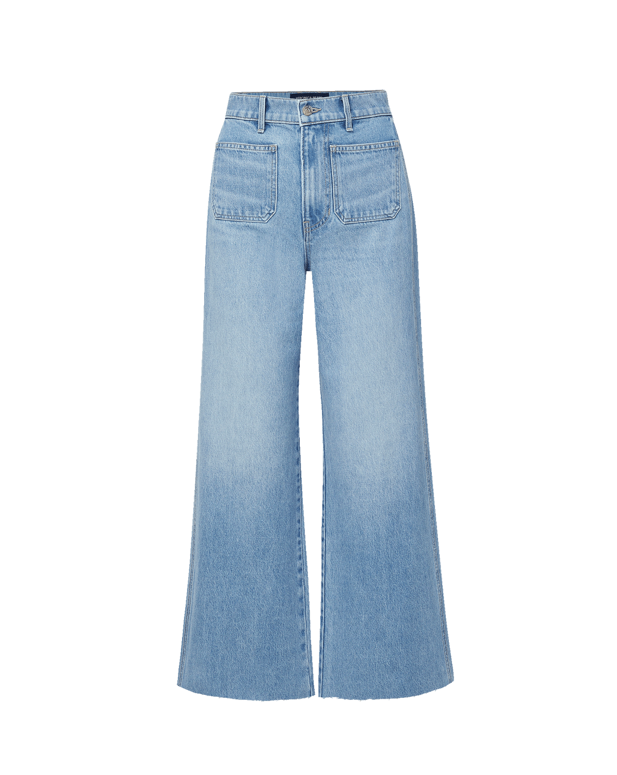 Veronica Beard | Taylor Cropped Patch-Pocket Wide-Leg Jean in Light Wash Big Splash Big Splash