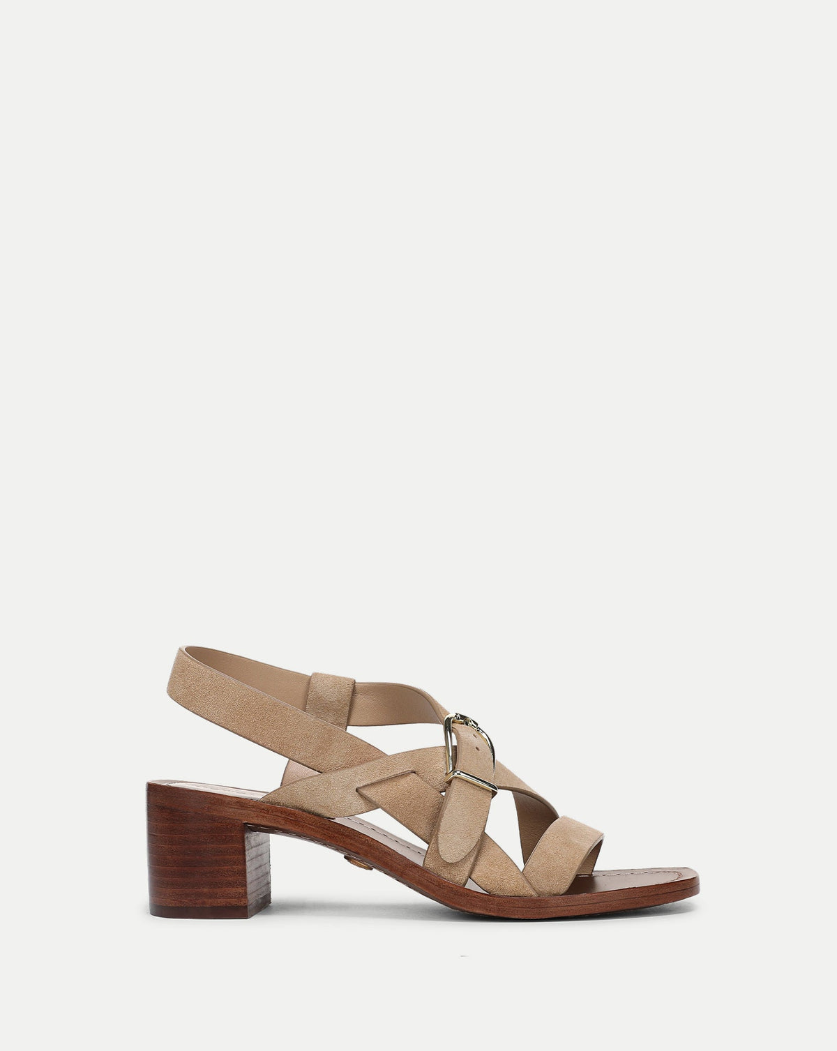 Veronica Beard | Etta Suede Mid-Heel Sandal in Sand Sand
