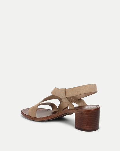 Veronica Beard | Etta Suede Mid-Heel Sandal in Sand Sand